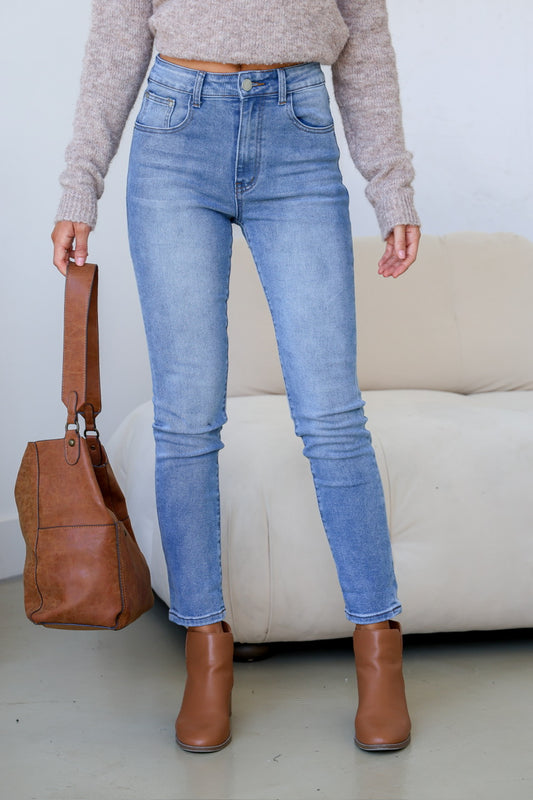 stretch straight leg mum jean - ladies