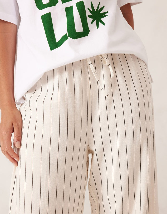 Relaxed drawstring pant - stripe - ladies