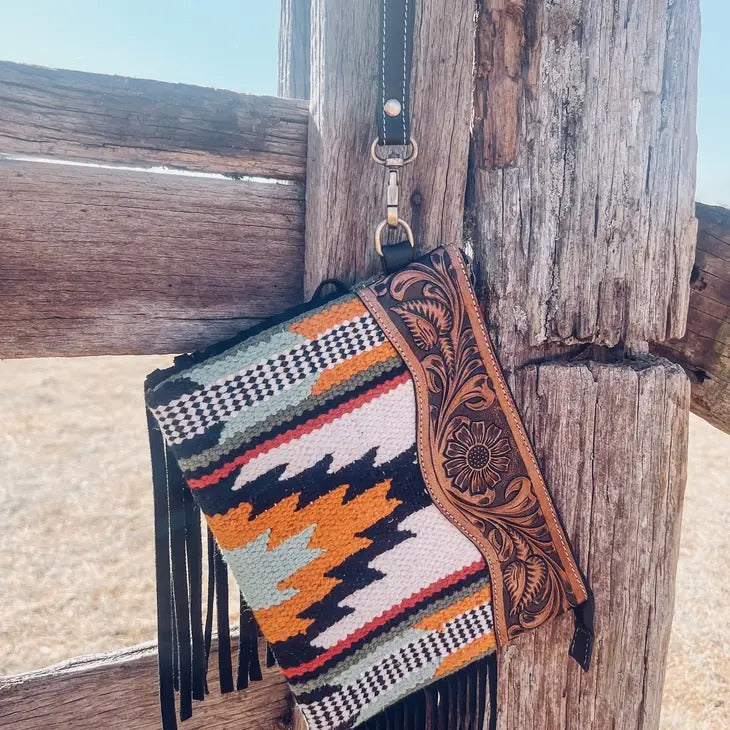Saddle Blanket Tooled Clutch