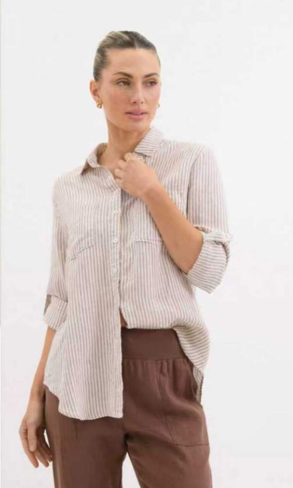 Meadow linen stripe shirt - ladies