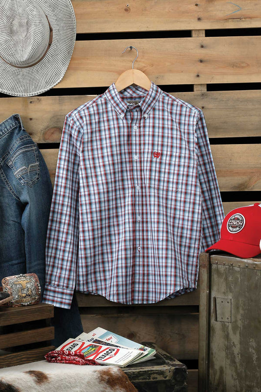 Cinch blue/red Plaid Arena shirt - kids