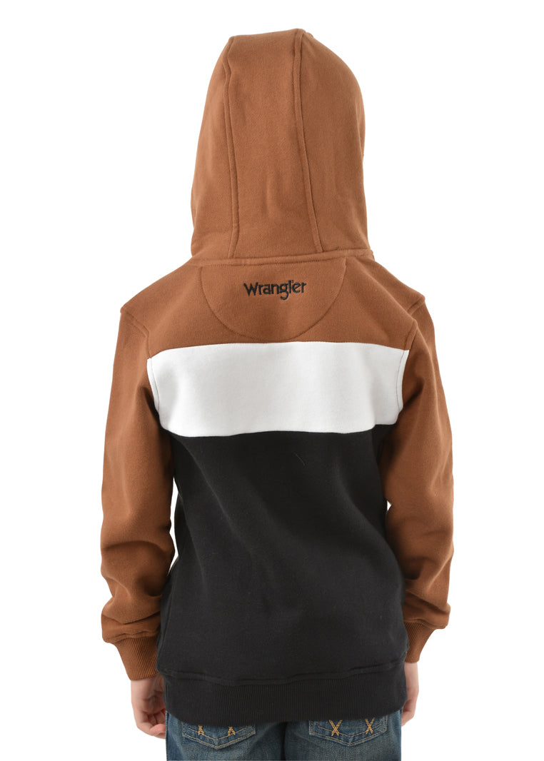Wrangler Kids Ralph Pullover Hoodie - Dark Tan/Black