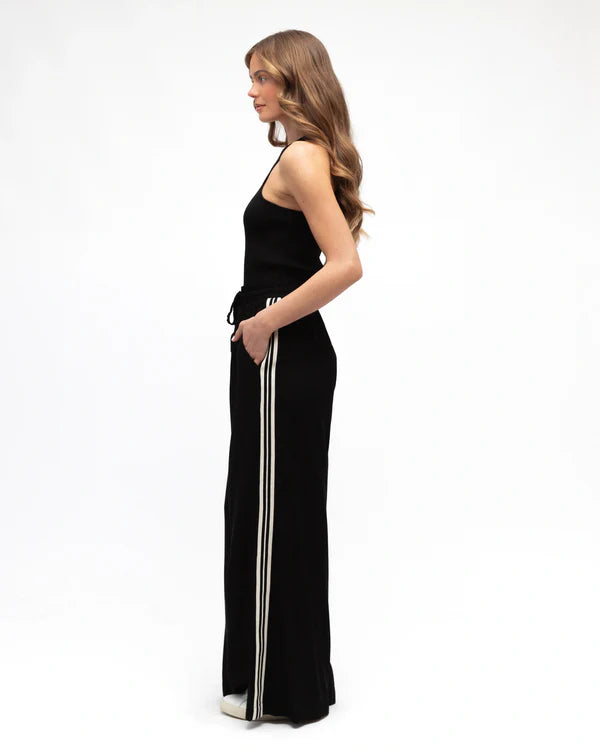 Black Stripe Pants - ladies