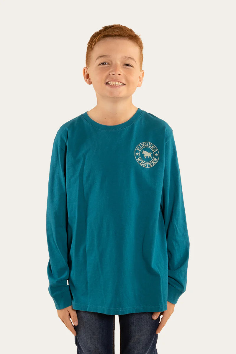 Kids Signature Bull Long Sleeve T-Shirt - Ocean/Sage