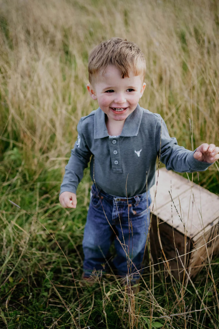 Logan Baby Grey Long Sleeve Romper