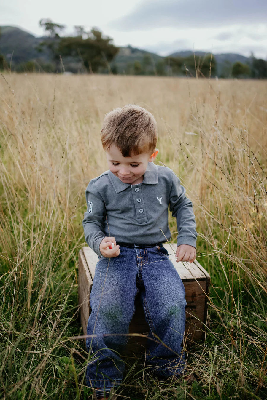 Logan Baby Grey Long Sleeve Romper