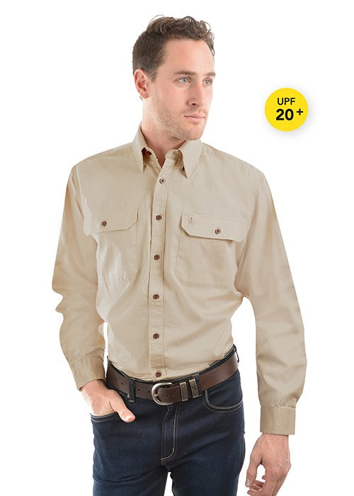 Full Placket Mens Shirt - Stone