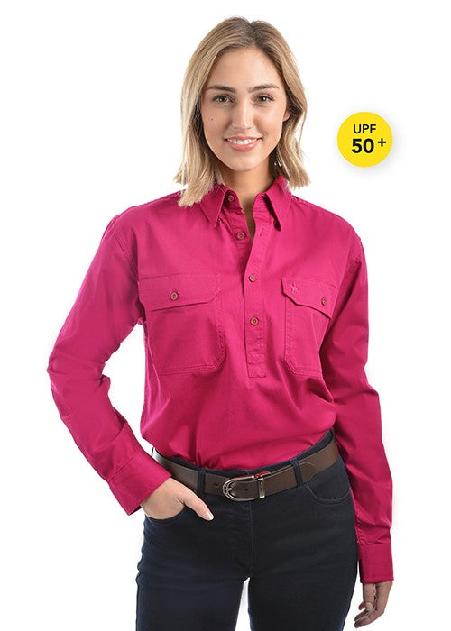 Half Placket Ladies Shirt - pink