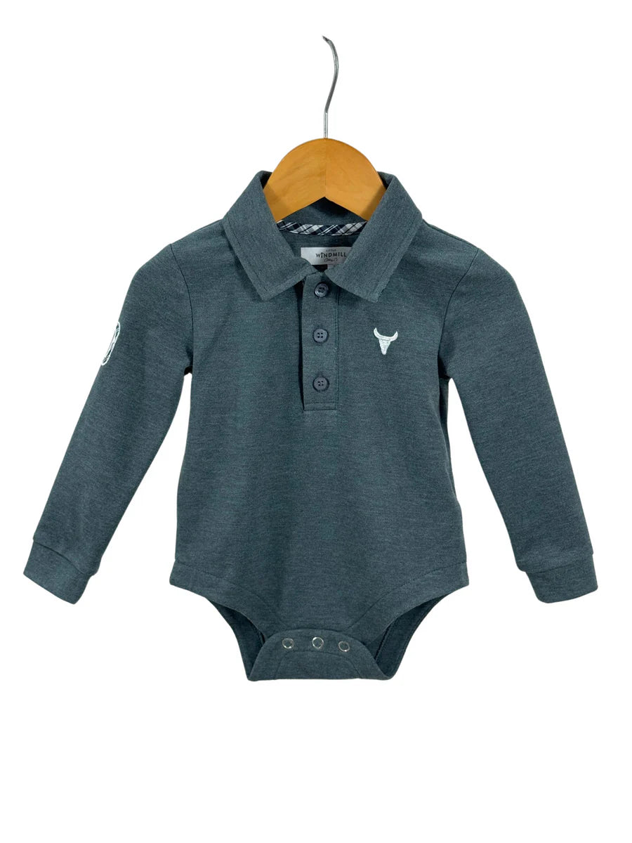 Logan Baby Grey Long Sleeve Romper