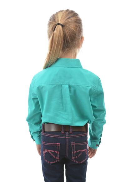 Kids half Placket Workshirt - turquoise