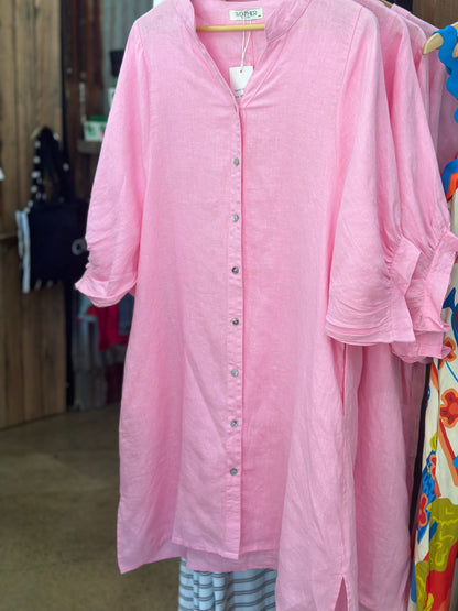 Pink Linen Dress - ladies