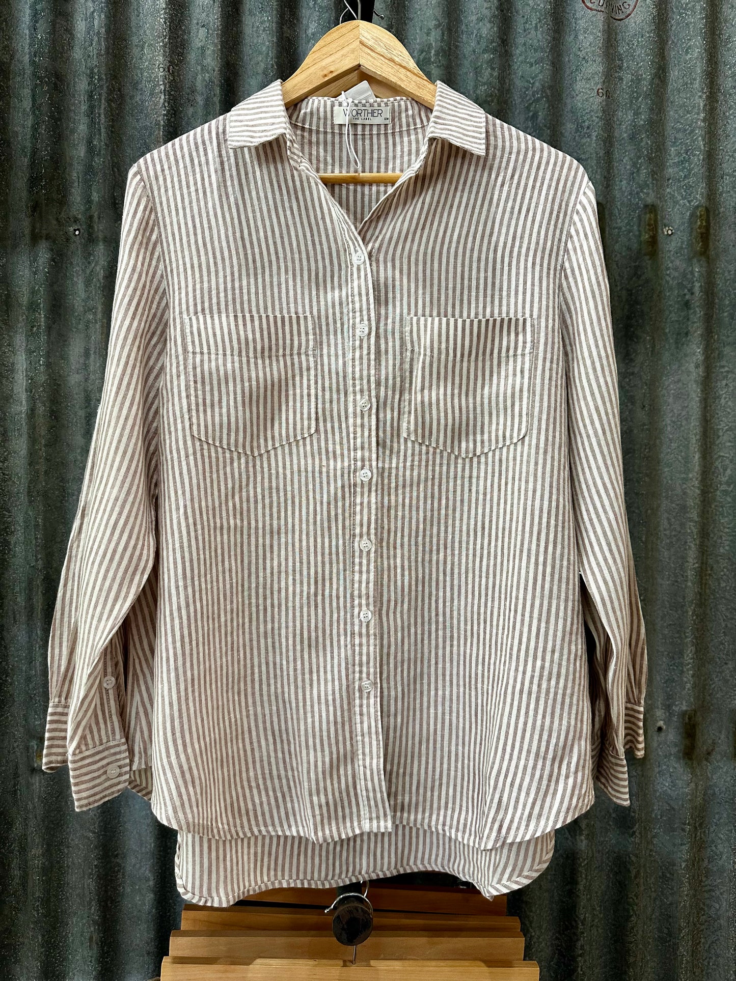 Meadow linen stripe shirt - ladies