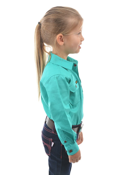 Kids half Placket Workshirt - turquoise