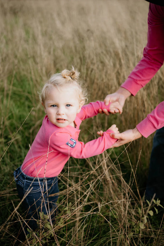 Hallie Baby Raspberry Pink Long Sleeve Romper - ruffle collar