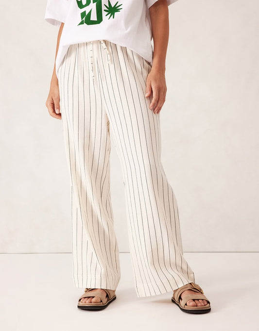 Relaxed drawstring pant - stripe - ladies