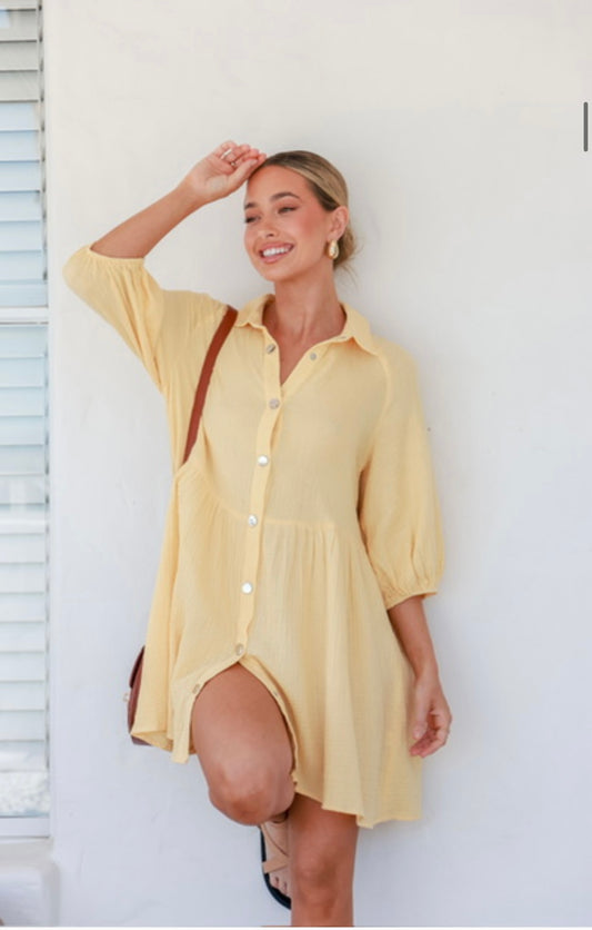 Floss ladies Dress - lemon