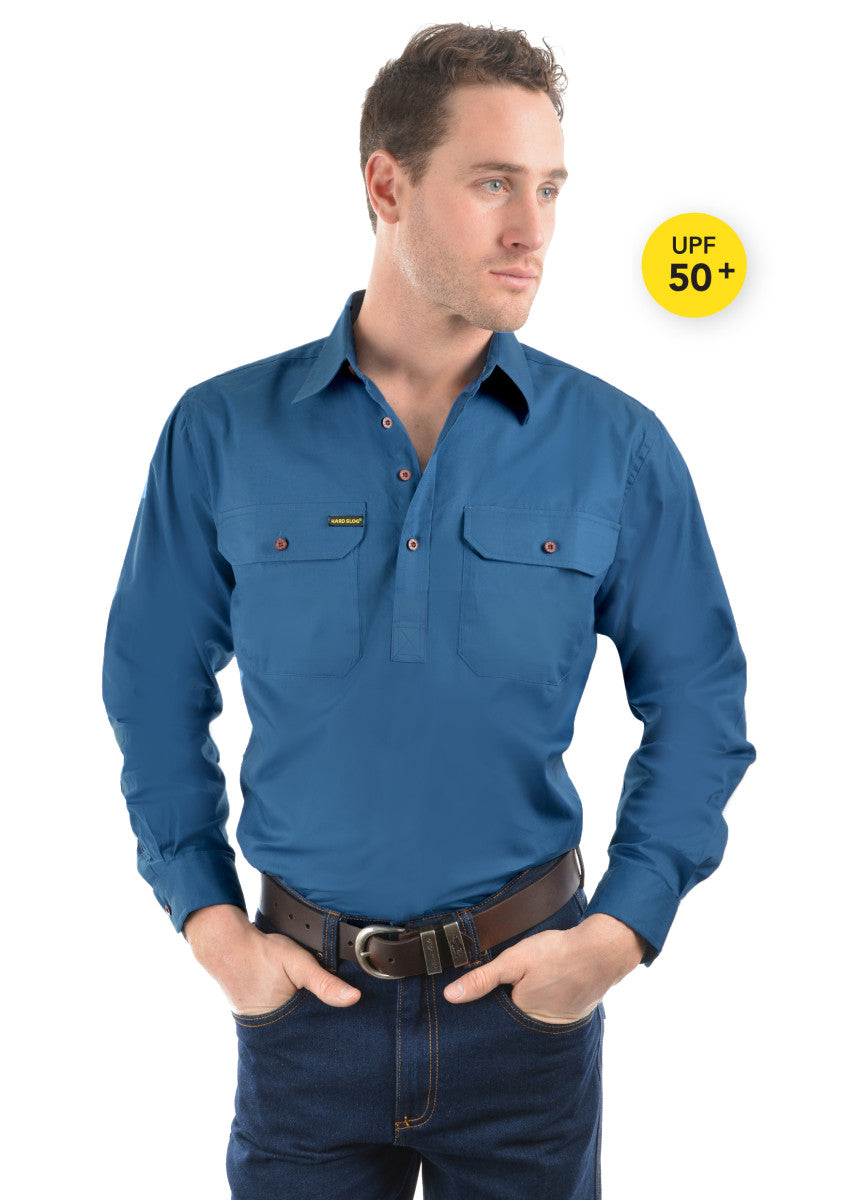 Half Placket Mens Shirt - Blue River