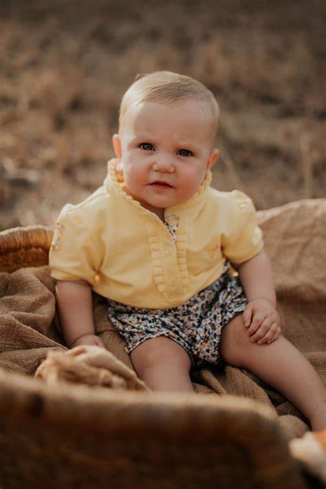 Yellow short sleeve Romper - girls