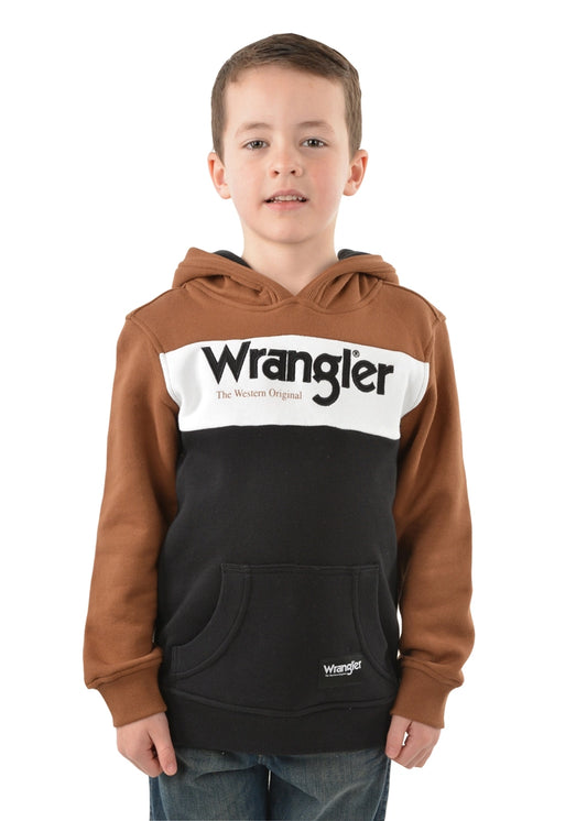 Wrangler Kids Ralph Pullover Hoodie - Dark Tan/Black