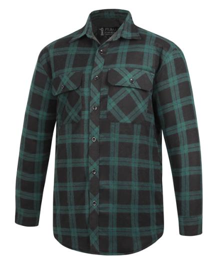 Men’s Open Front Flannelette Shirt - Khaki/black