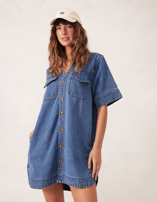 Relaxed Denim Dress - Ladies - Ceres Life - Organic Cotton