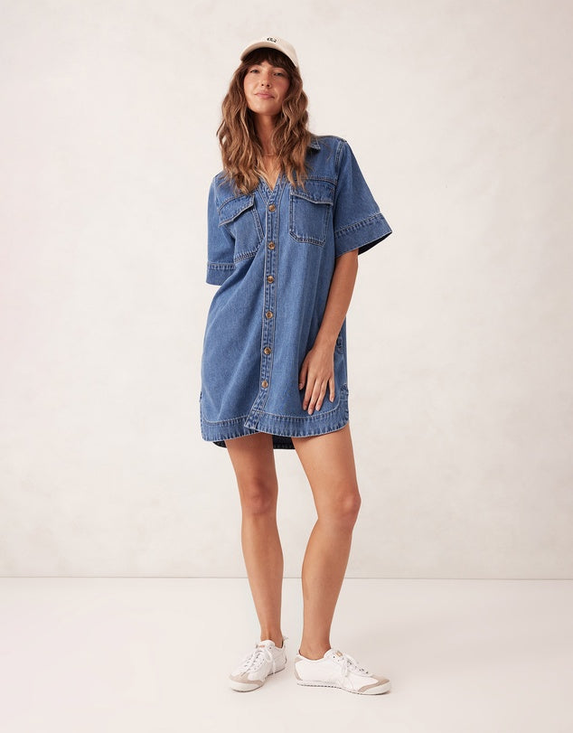 Relaxed Denim Dress - Ladies - Ceres Life - Organic Cotton